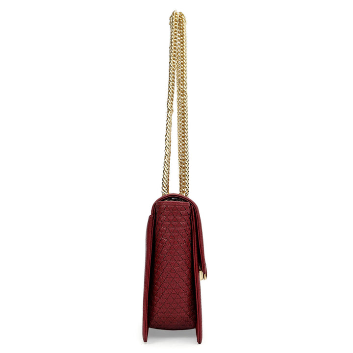 Medium Wax Mat Leather Shoulder Bag - Cherry