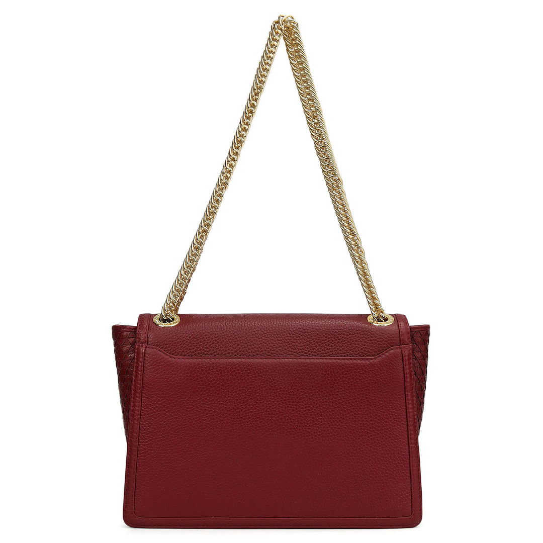 Medium Wax Mat Leather Shoulder Bag - Cherry