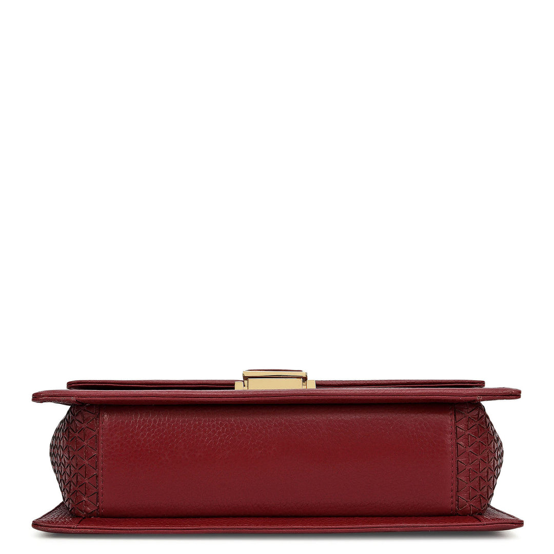 Medium Wax Mat Leather Shoulder Bag - Cherry