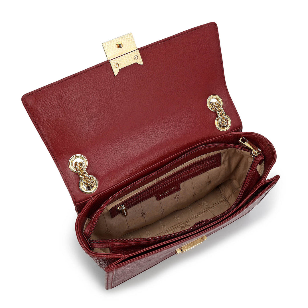 Medium Wax Mat Leather Shoulder Bag - Cherry