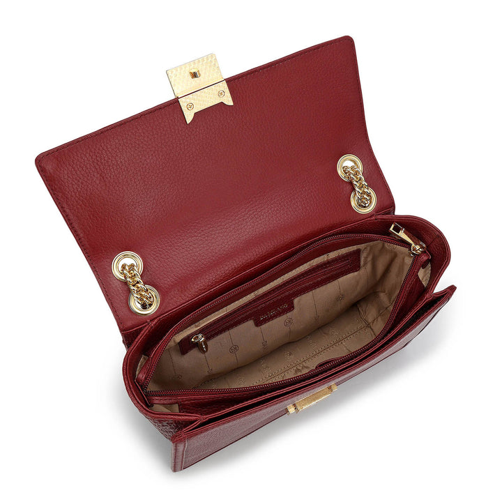 Medium Wax Mat Leather Shoulder Bag - Cherry