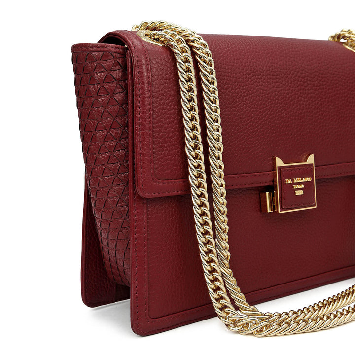 Medium Wax Mat Leather Shoulder Bag - Cherry