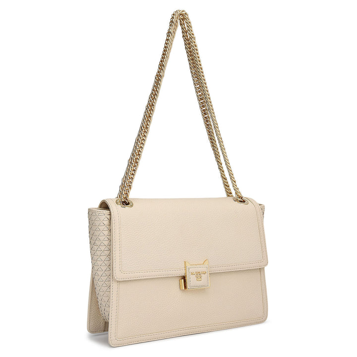 Medium Wax Mat Leather Shoulder Bag - Marshmallow