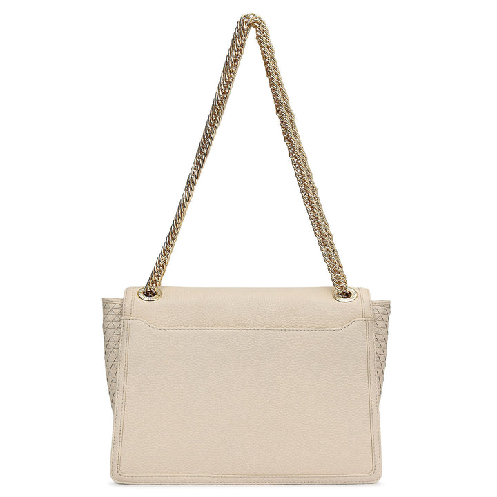 Medium Wax Mat Leather Shoulder Bag - Marshmallow