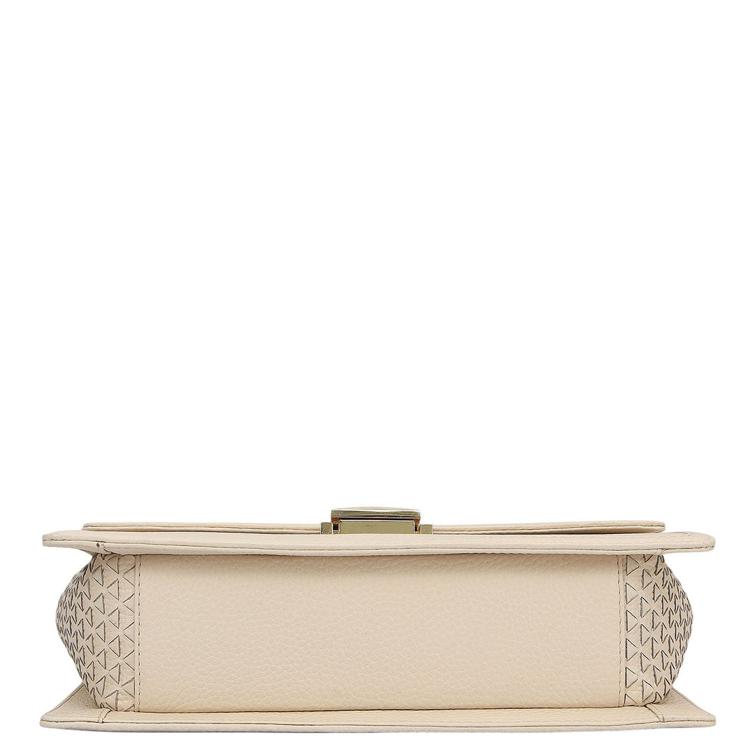 Medium Wax Mat Leather Shoulder Bag - Marshmallow