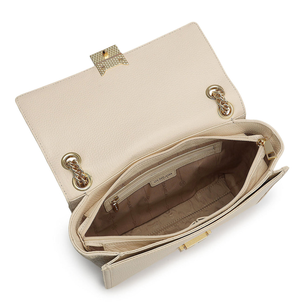 Medium Wax Mat Leather Shoulder Bag - Marshmallow