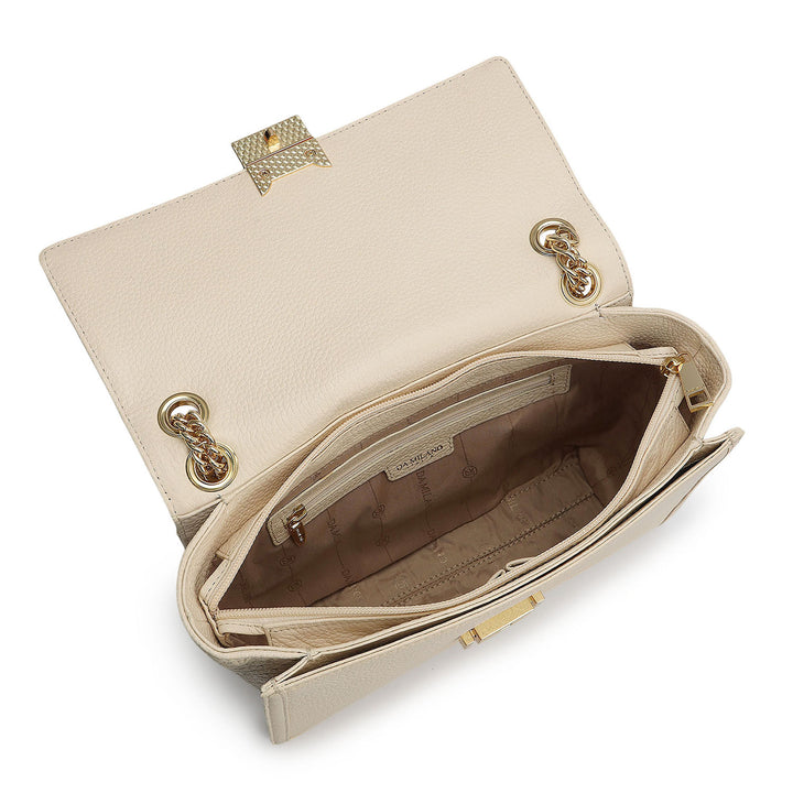 Medium Wax Mat Leather Shoulder Bag - Marshmallow