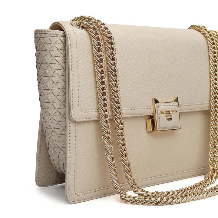 Medium Wax Mat Leather Shoulder Bag - Marshmallow