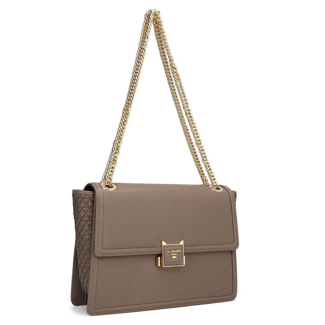 Medium Wax Mat Leather Shoulder Bag - Smoke Grey