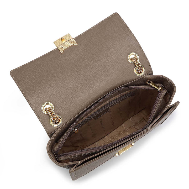 Medium Wax Mat Leather Shoulder Bag - Smoke Grey