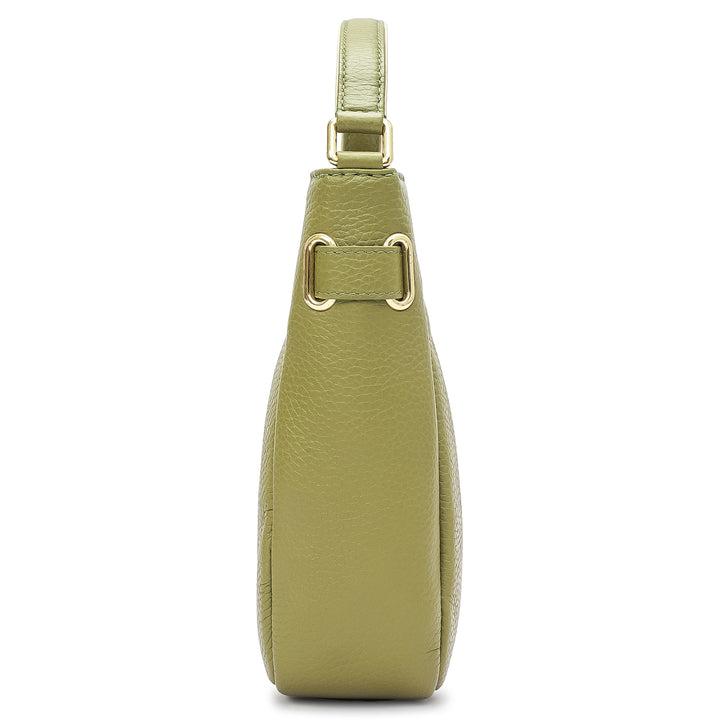 Small Wax Leather Satchel - Fern