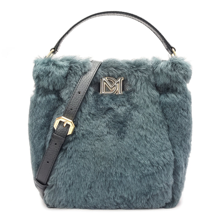 Small Fur Leather Satchel - Green
