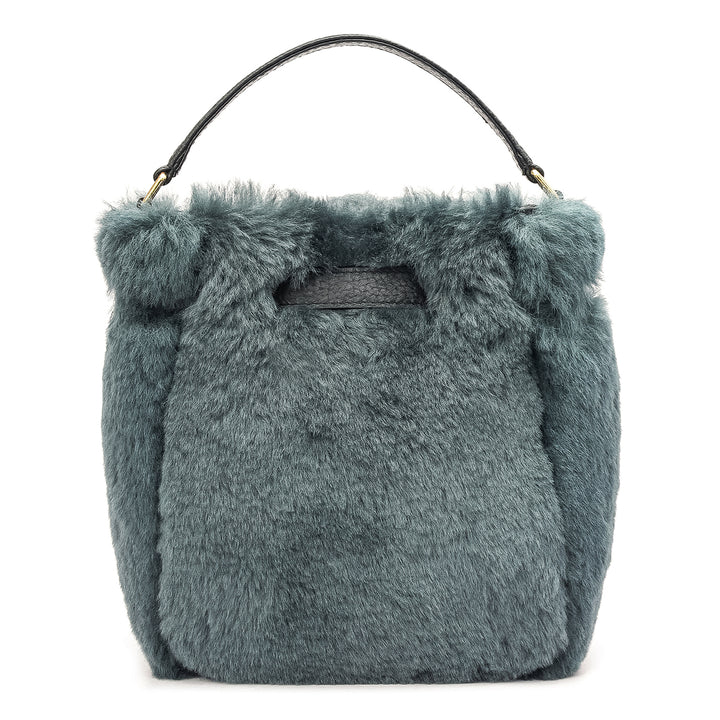 Small Fur Leather Satchel - Green