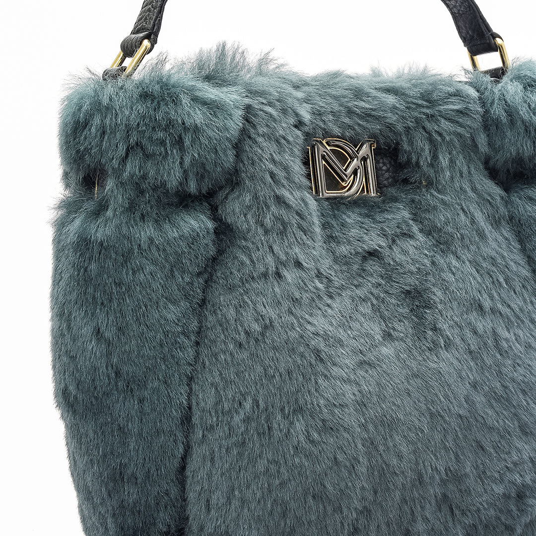 Small Fur Leather Satchel - Green
