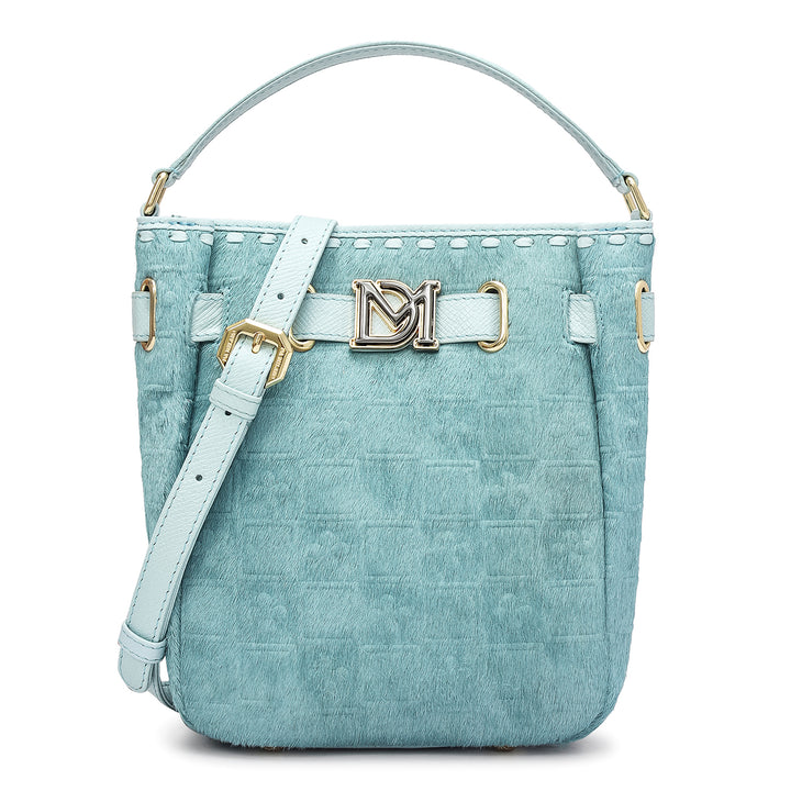 Small Fur Franzy Leather Satchel - Ice Blue
