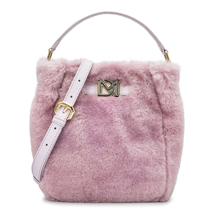 Small Fur Leather Satchel - Purple