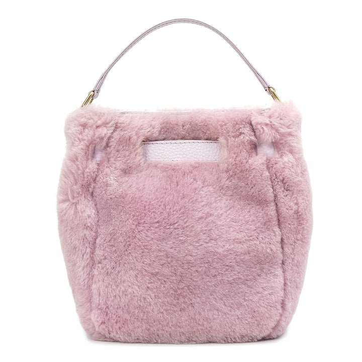 Small Fur Leather Satchel - Purple