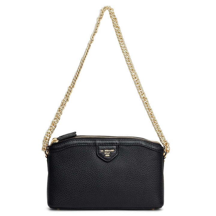 Small Wax Leather Baguette - Black