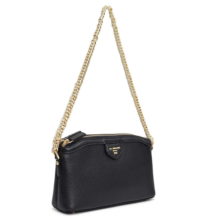 Small Wax Leather Baguette - Black