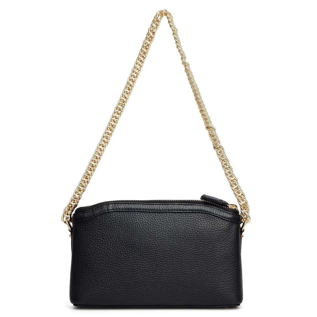 Small Wax Leather Baguette - Black