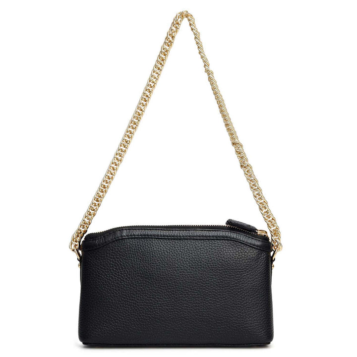 Small Wax Leather Baguette - Black