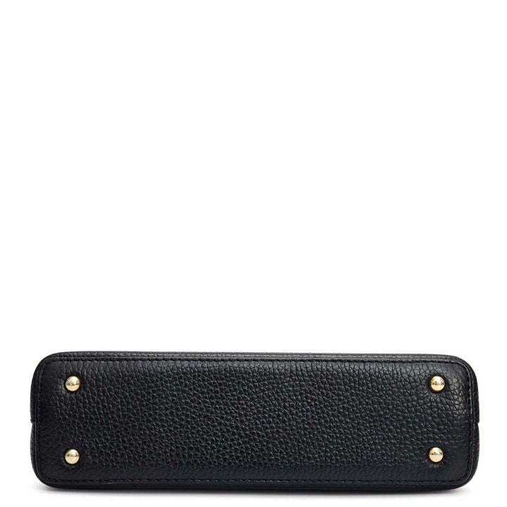 Small Wax Leather Baguette - Black