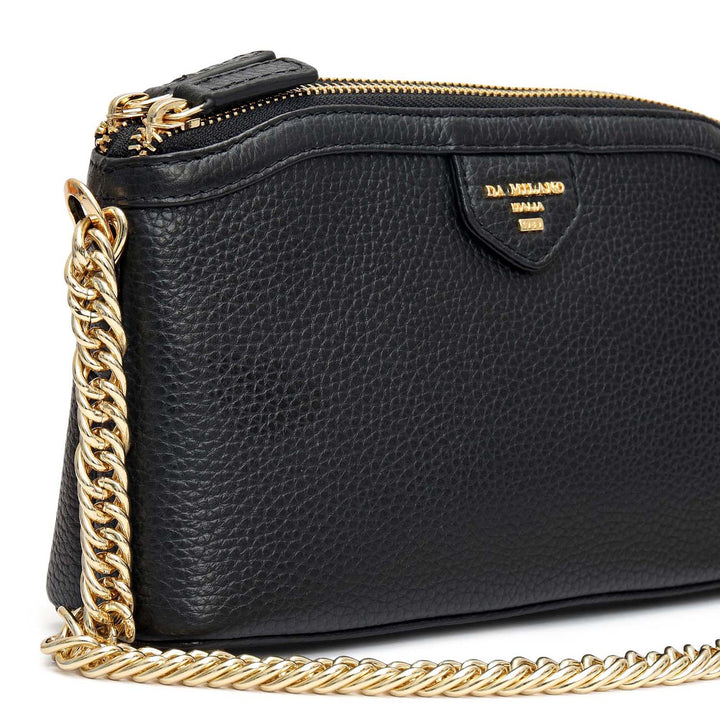 Small Wax Leather Baguette - Black