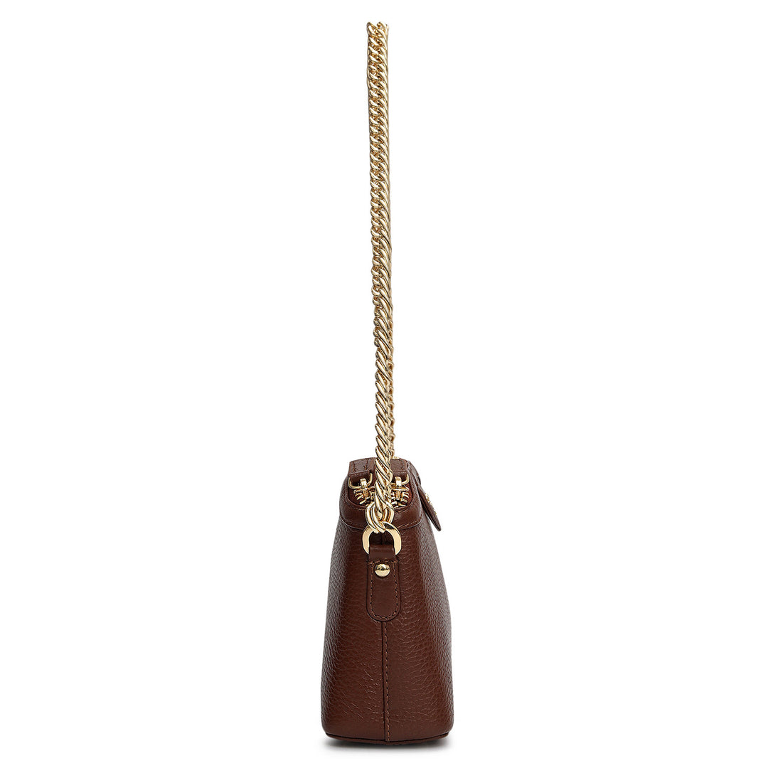 Small Wax Leather Baguette - Espresso