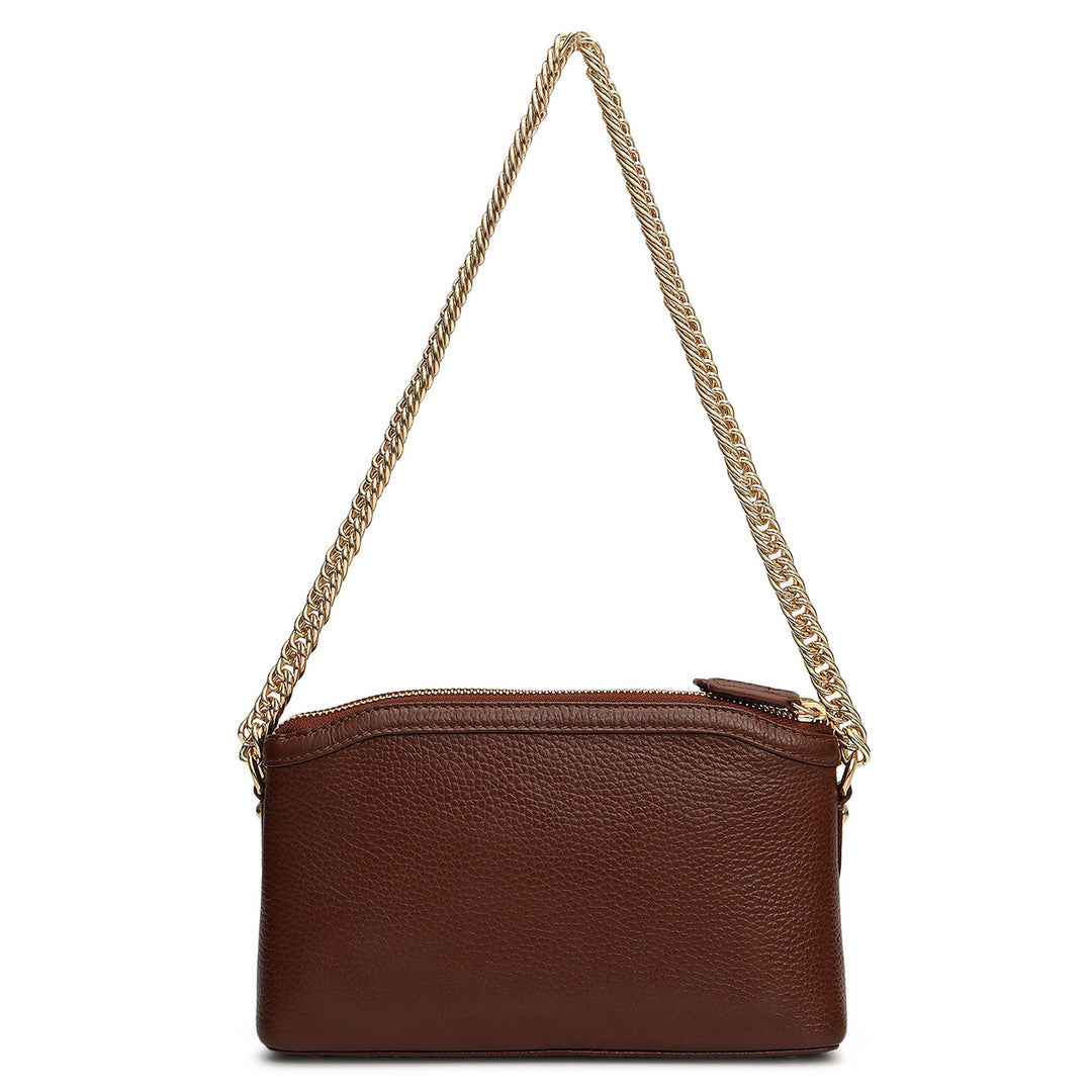 Small Wax Leather Baguette - Espresso