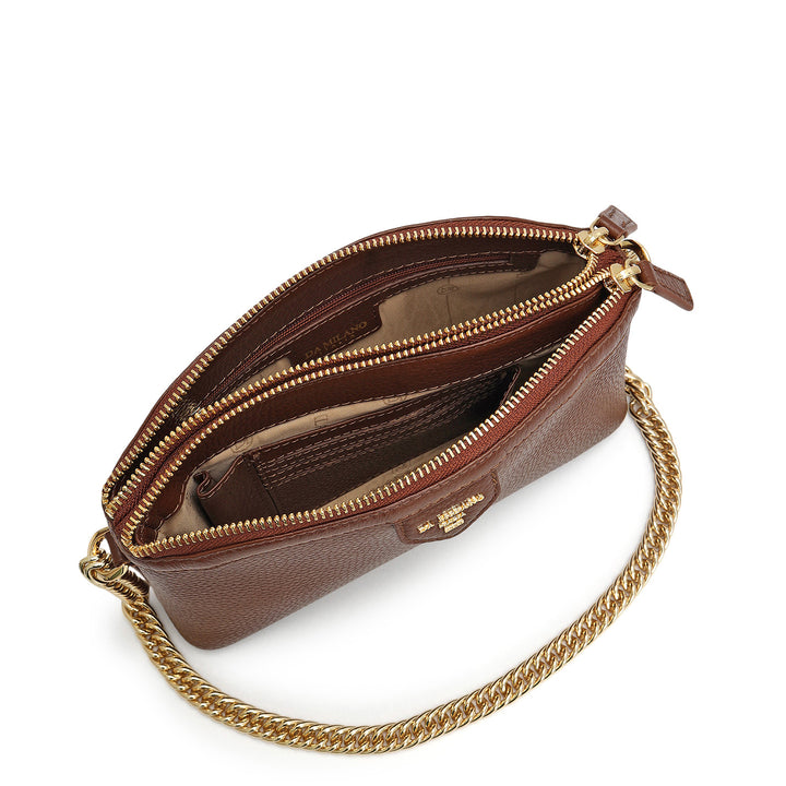 Small Wax Leather Baguette - Espresso