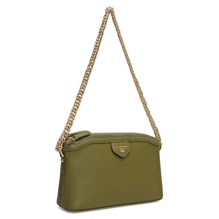 Small Wax Leather Baguette - Fern