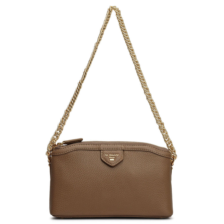 Small Wax Leather Baguette - Greyish Taupe