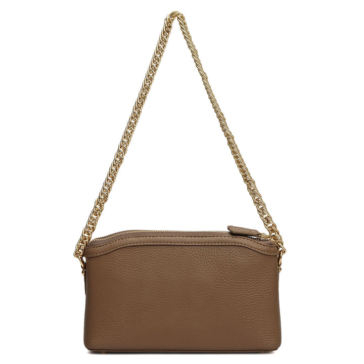 Small Wax Leather Baguette - Greyish Taupe