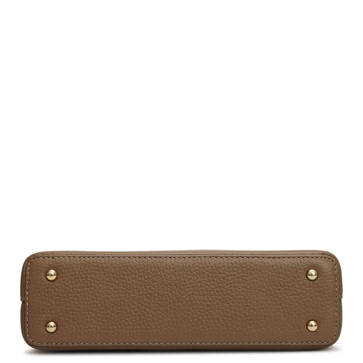 Small Wax Leather Baguette - Greyish Taupe