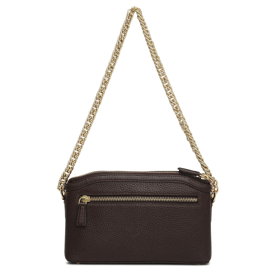 Small Wax Leather Baguette - Mocha