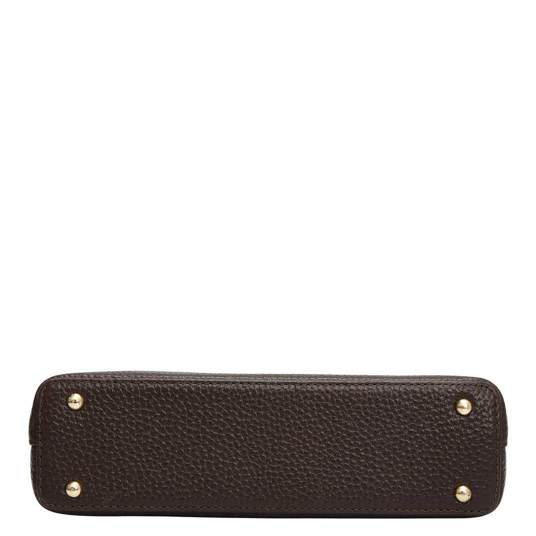 Small Wax Leather Baguette - Mocha