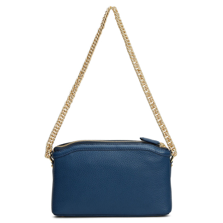 Small Wax Leather Baguette - Navy