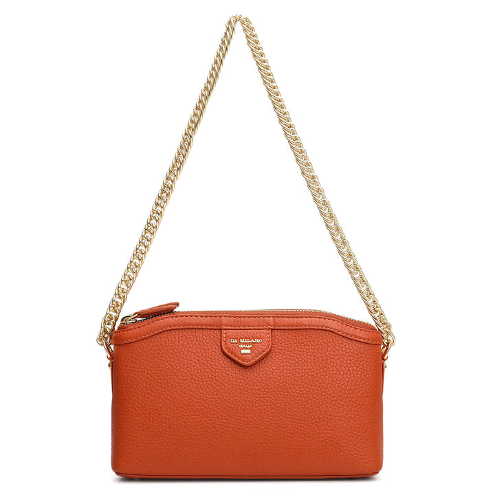 Small Wax Leather Baguette - Orange