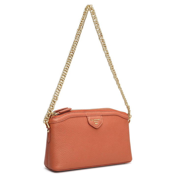 Small Wax Leather Baguette - Terracotta