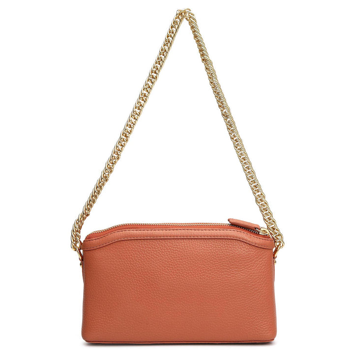 Small Wax Leather Baguette - Terracotta