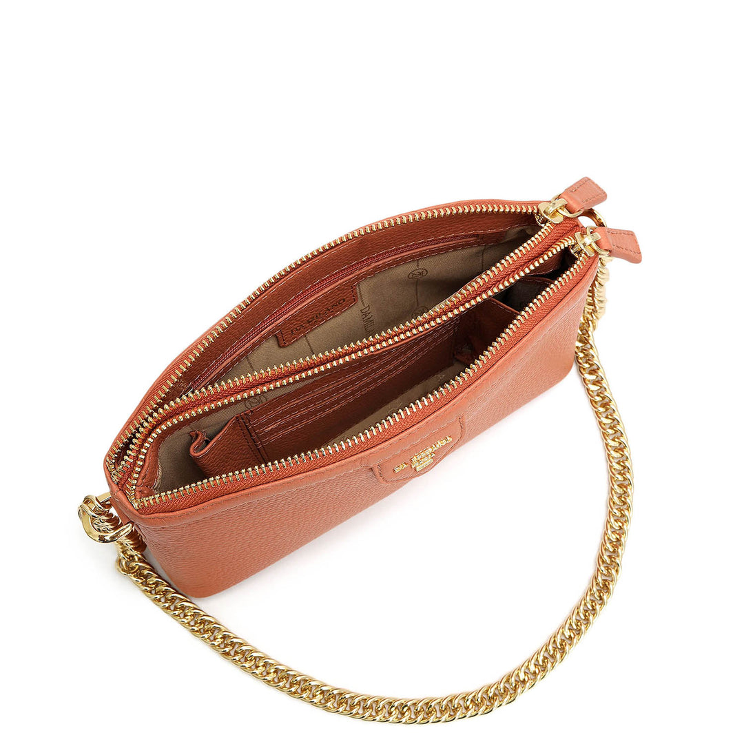 Small Wax Leather Baguette - Terracotta