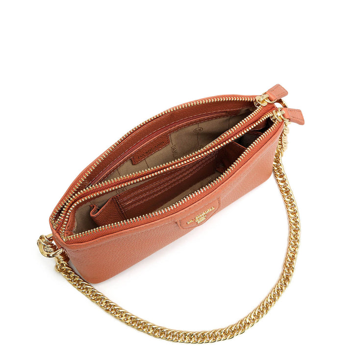 Small Wax Leather Baguette - Terracotta