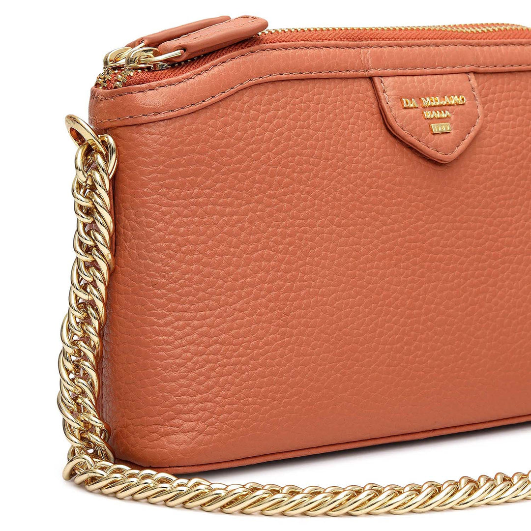 Small Wax Leather Baguette - Terracotta