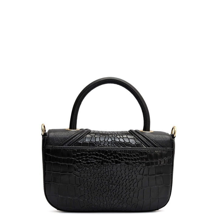 Small Croco Franzy Leather Satchel - Black