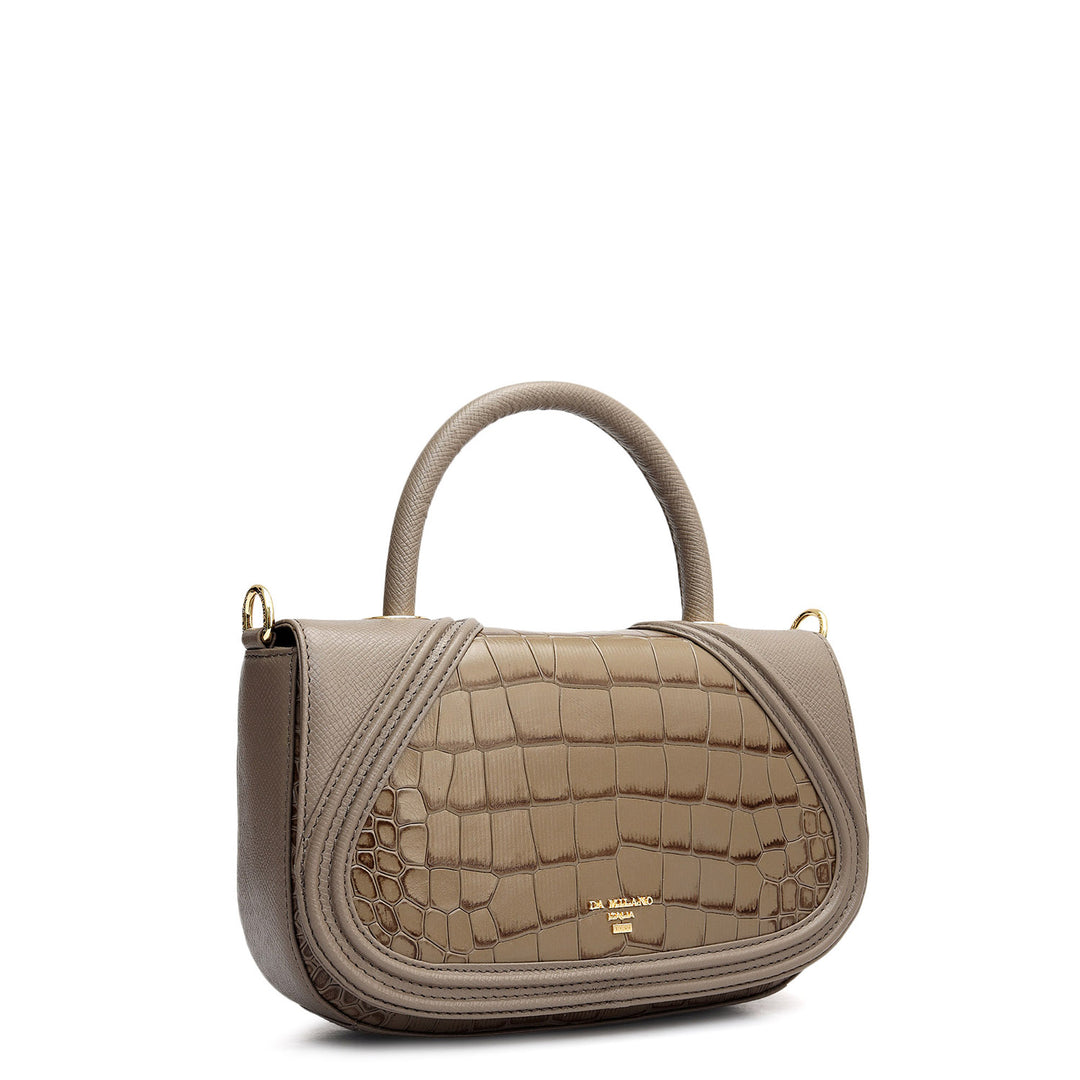 Small Monogram Leather Satchel - Smoke Grey