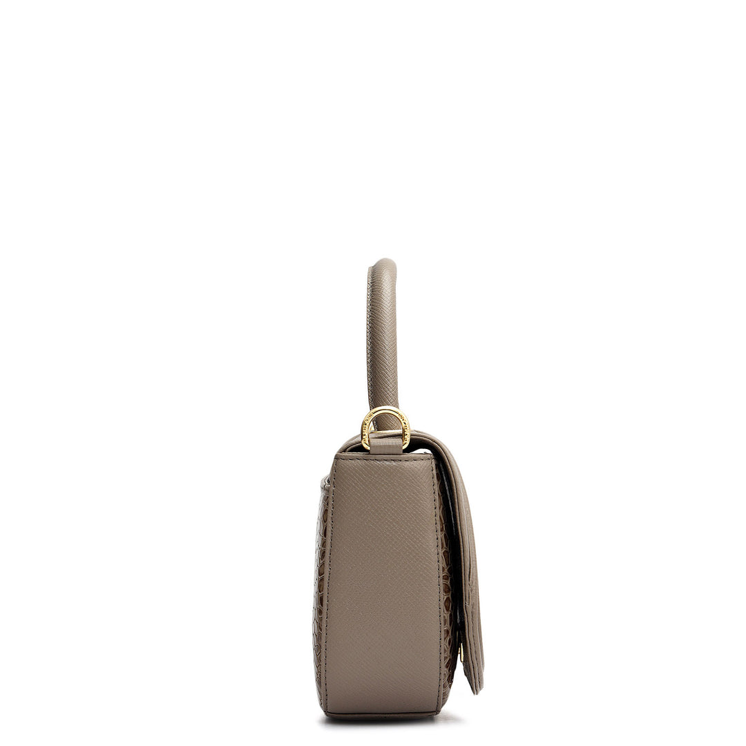 Small Monogram Leather Satchel - Smoke Grey