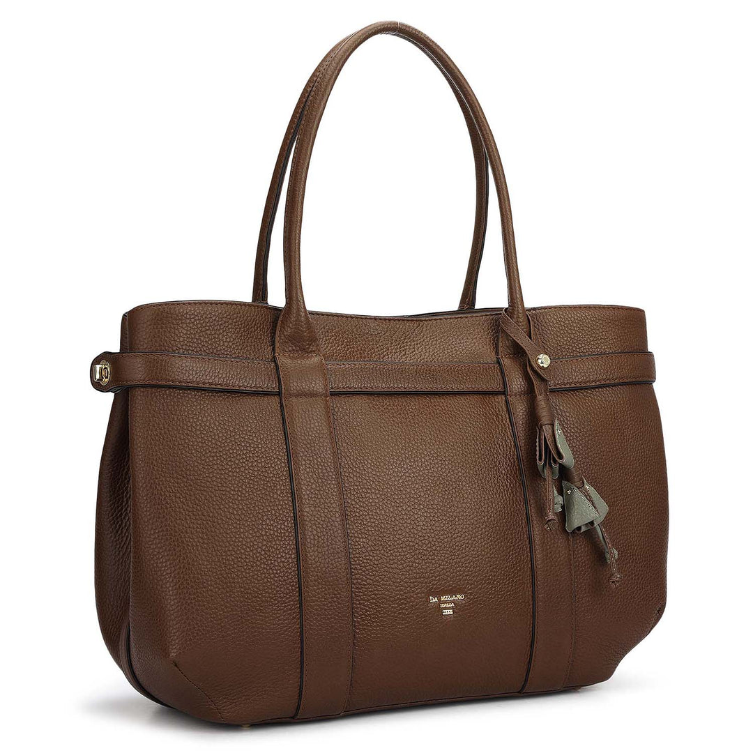 Large Wax Leather Tote - Mocha