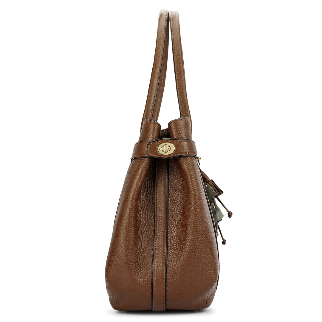 Large Wax Leather Tote - Mocha