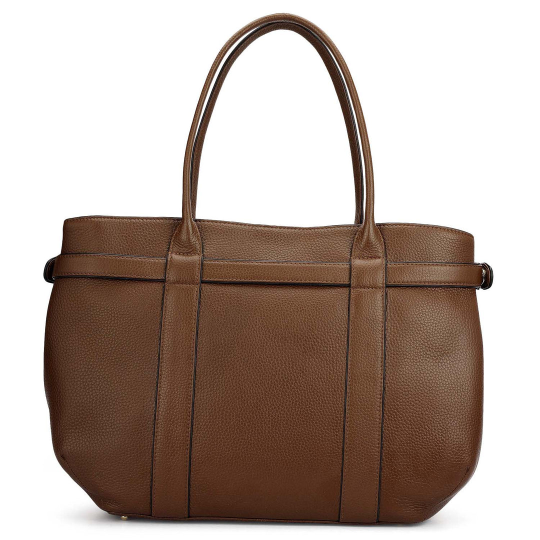 Large Wax Leather Tote - Mocha