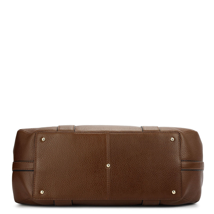 Large Wax Leather Tote - Mocha